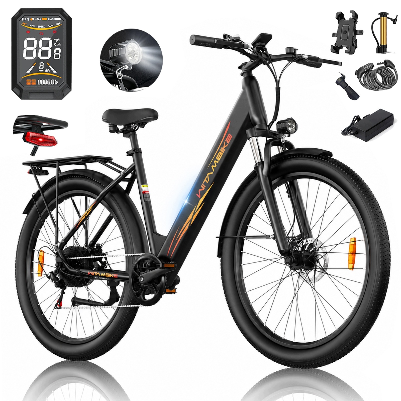 29" Rowery Elektryczne dla Dorosłych Witambike 250W 20AH 120KM 43Nm Shimano