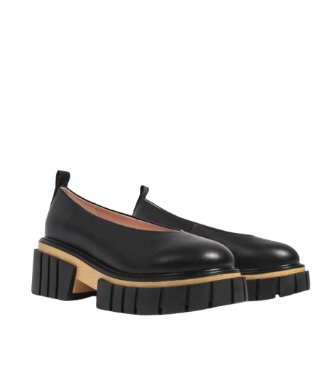 L37 Černé Dámské Polobotky Na Silné Kožené Podrážce 39 T7H