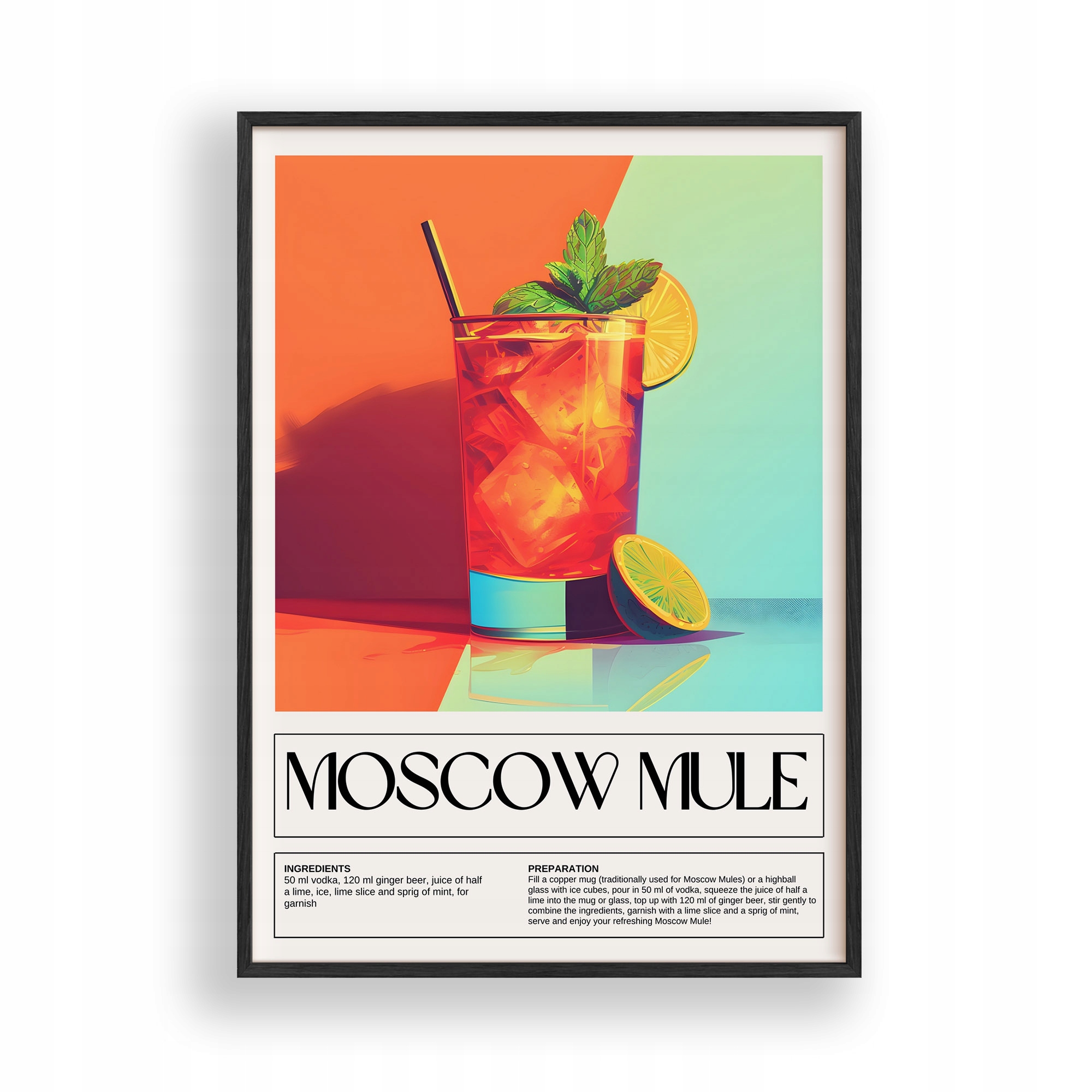 Obraz Moscow Mule Drink Plakát Rámeček Dřevěný Černý 30x42 cm