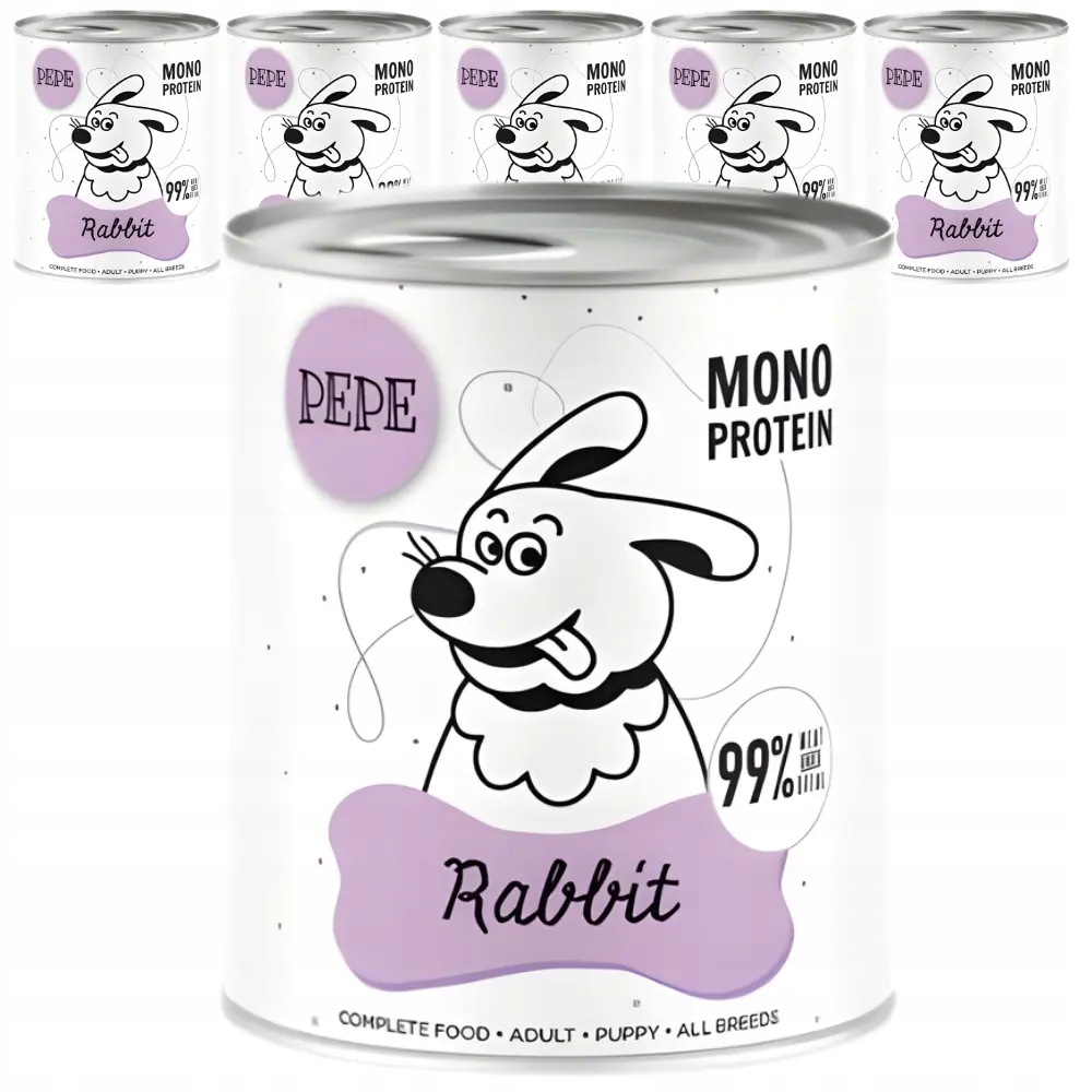 Paka Zwierzaka Królik 6x800 g Monoproteinowa karma mokra dla psa