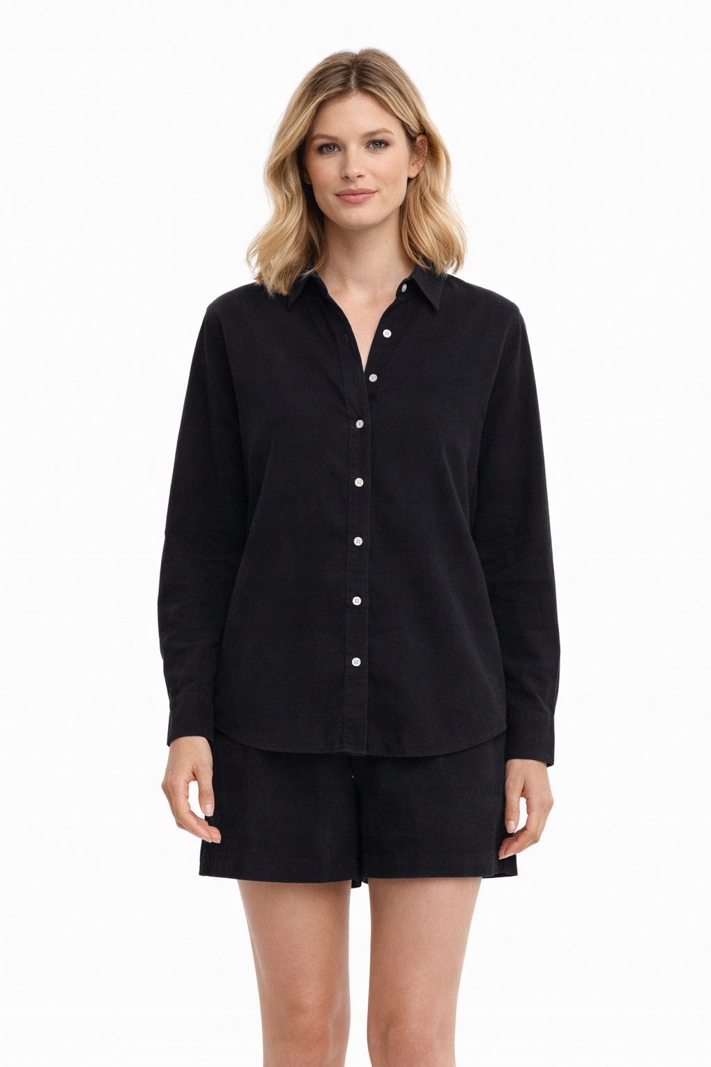 Černý Komplet Bavlněná Košile A Šortky 1I4A