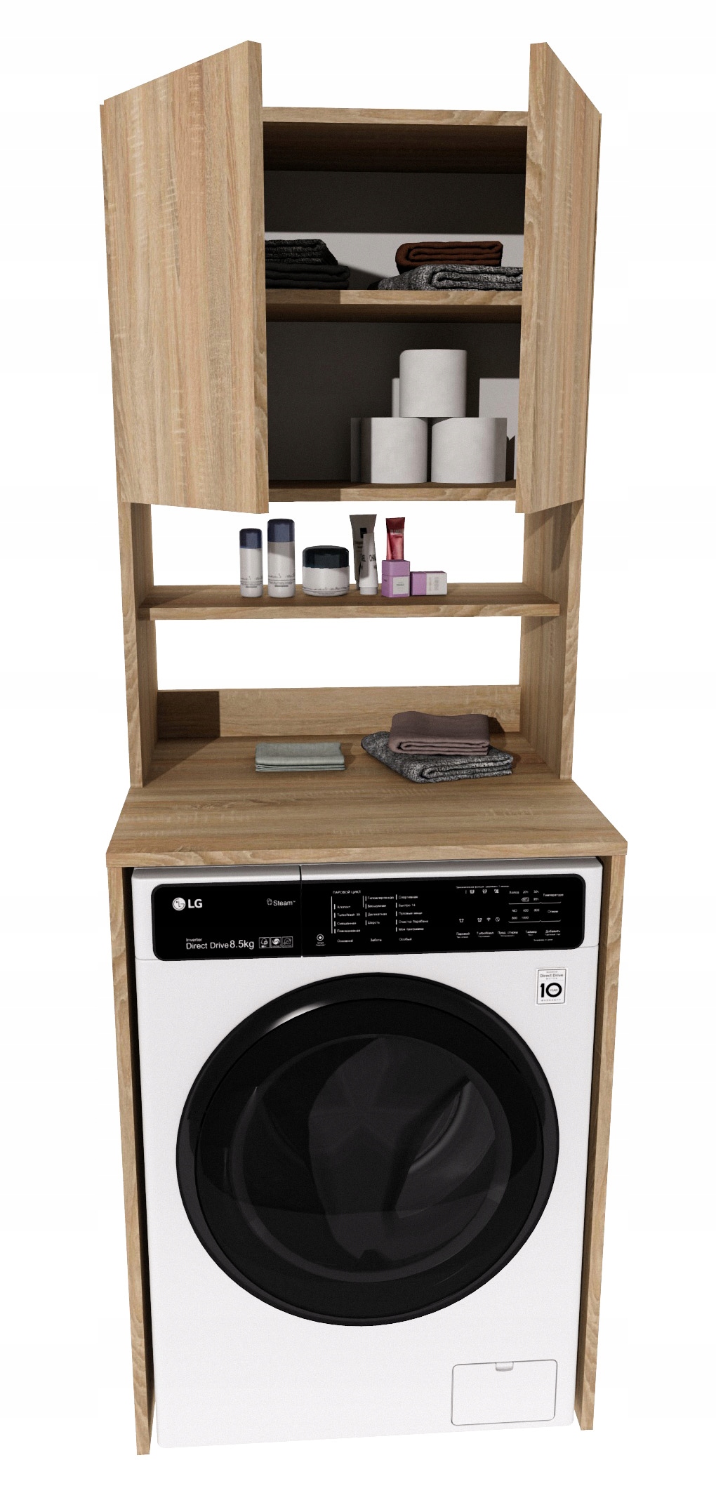 Skříňka na pračku do koupelny regál pračka sloupek zabudovaná dub Sonoma