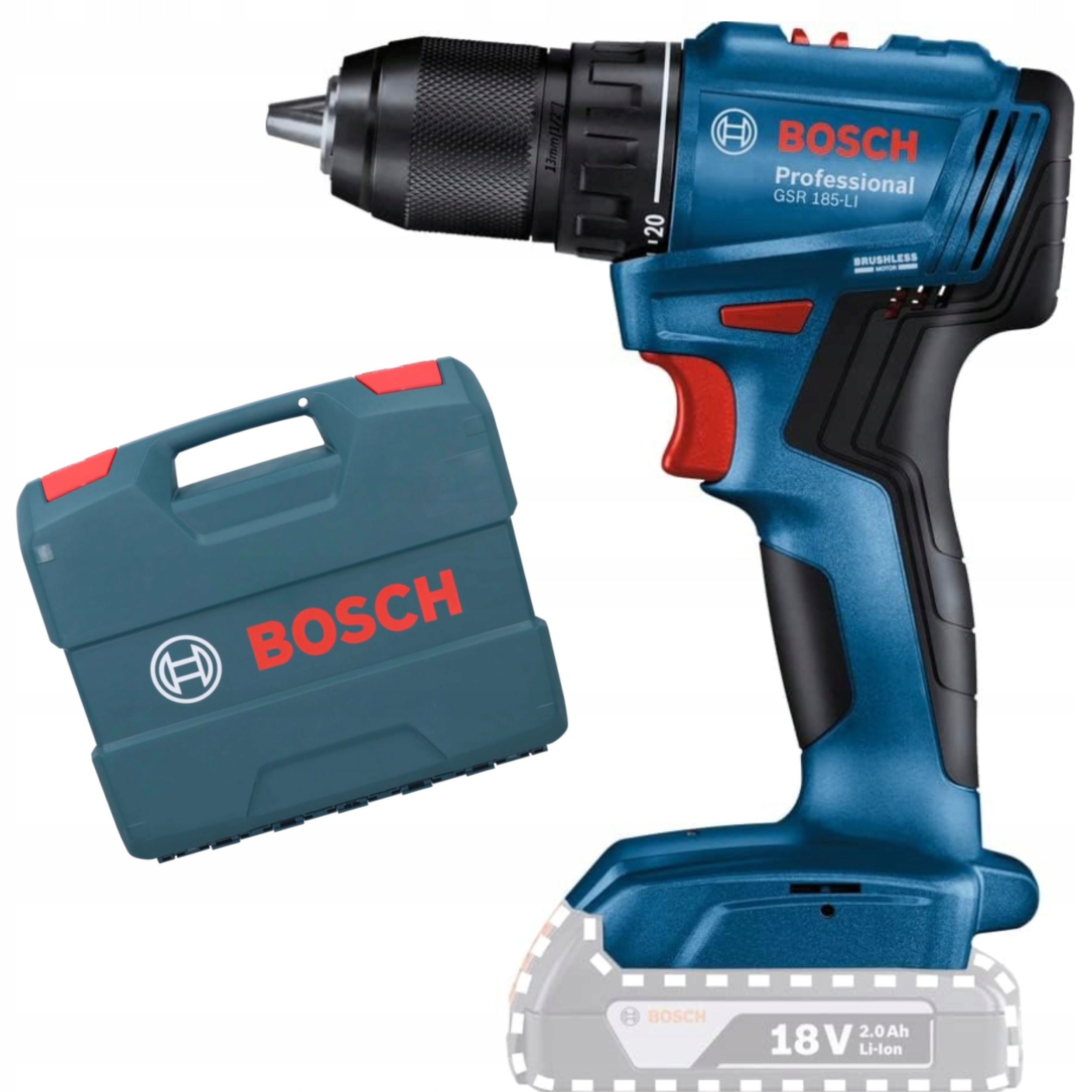 Wiertarko-wkrętarka Gsr 185-Li 18V Bosch 18V W Kuferku Walizce Zestaw