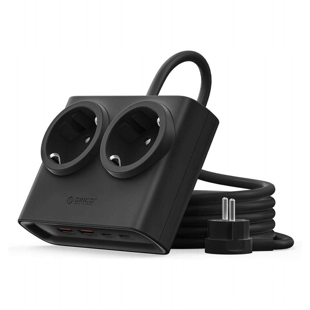 Listwa zasilająca Orico PDC25 25W 6w1 2x Ac 2x Usb-a 2x Usb-c czarna