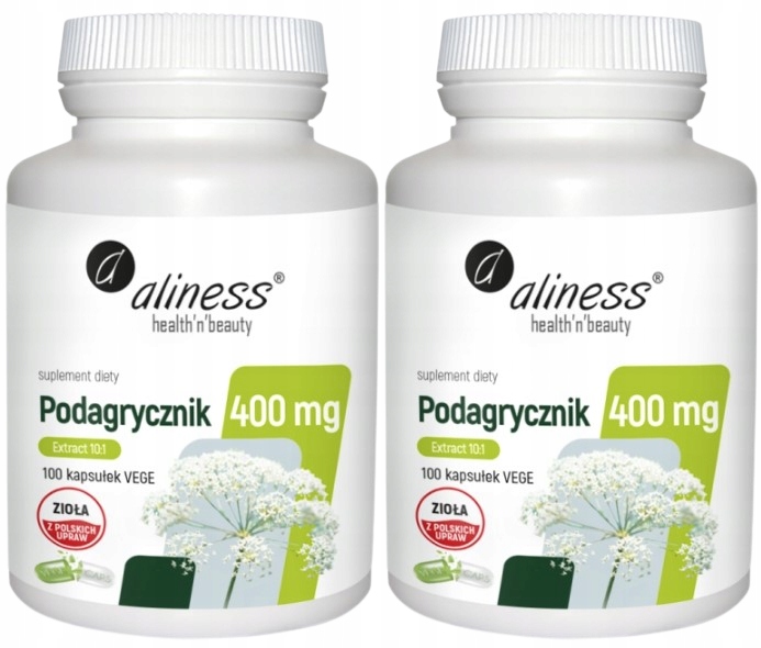 2 sztuki Podagrycznik ekstrakt 10:1 400mg x 100 kaps. Aliness Wątroba Nerki