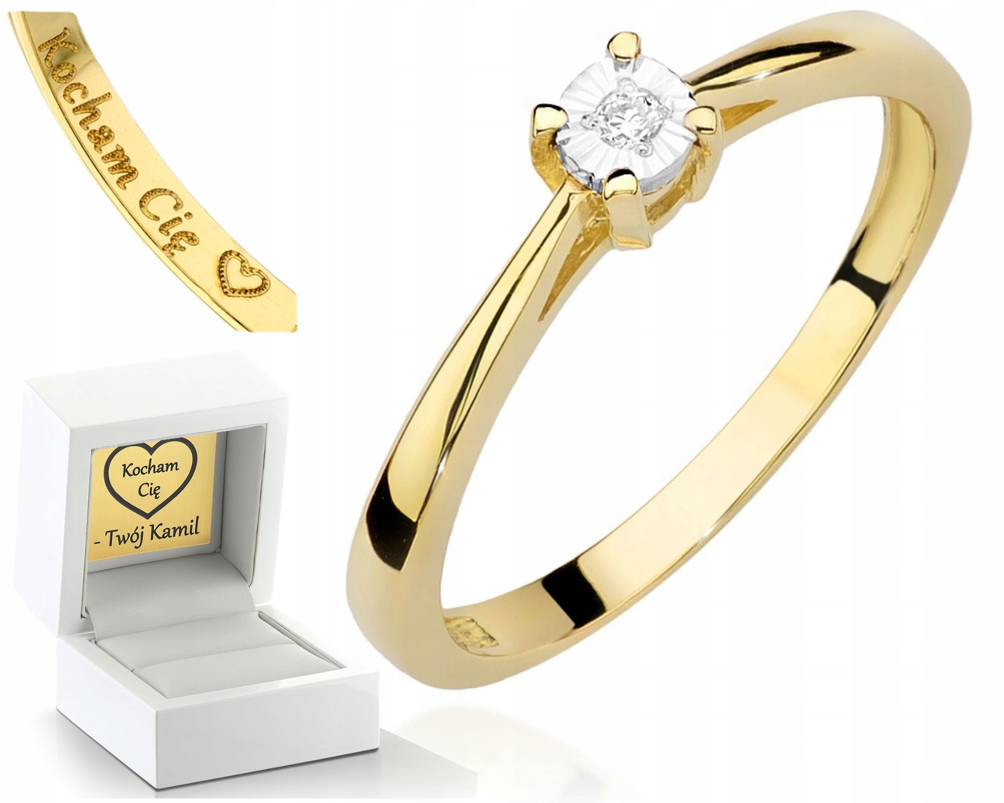 Zlatý Prstýnek S Diamantem Gravírování Bonus 585