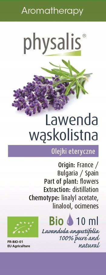 Olejek eteryczny lawenda wąskolistna (echte lavendel) bio 10 ml physalis