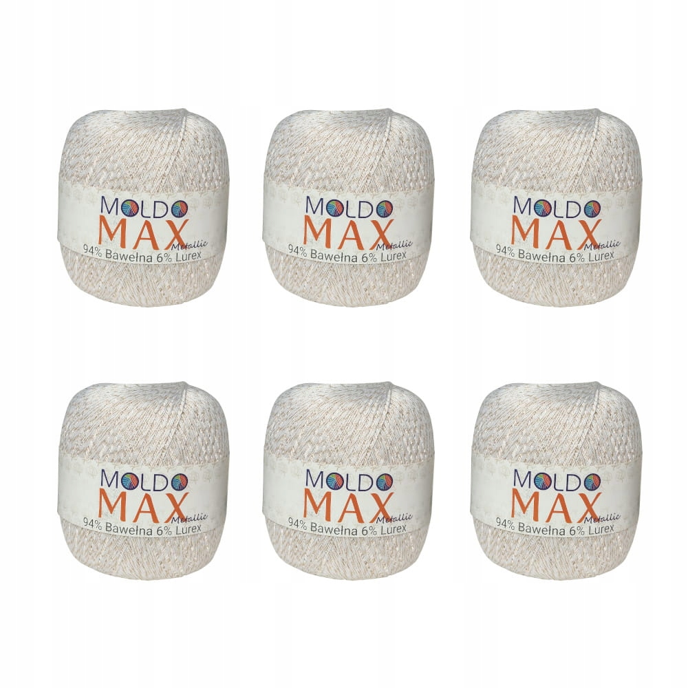 Háčkovací Příze Max Metallic Bílo-zlatý balíček 6 ks