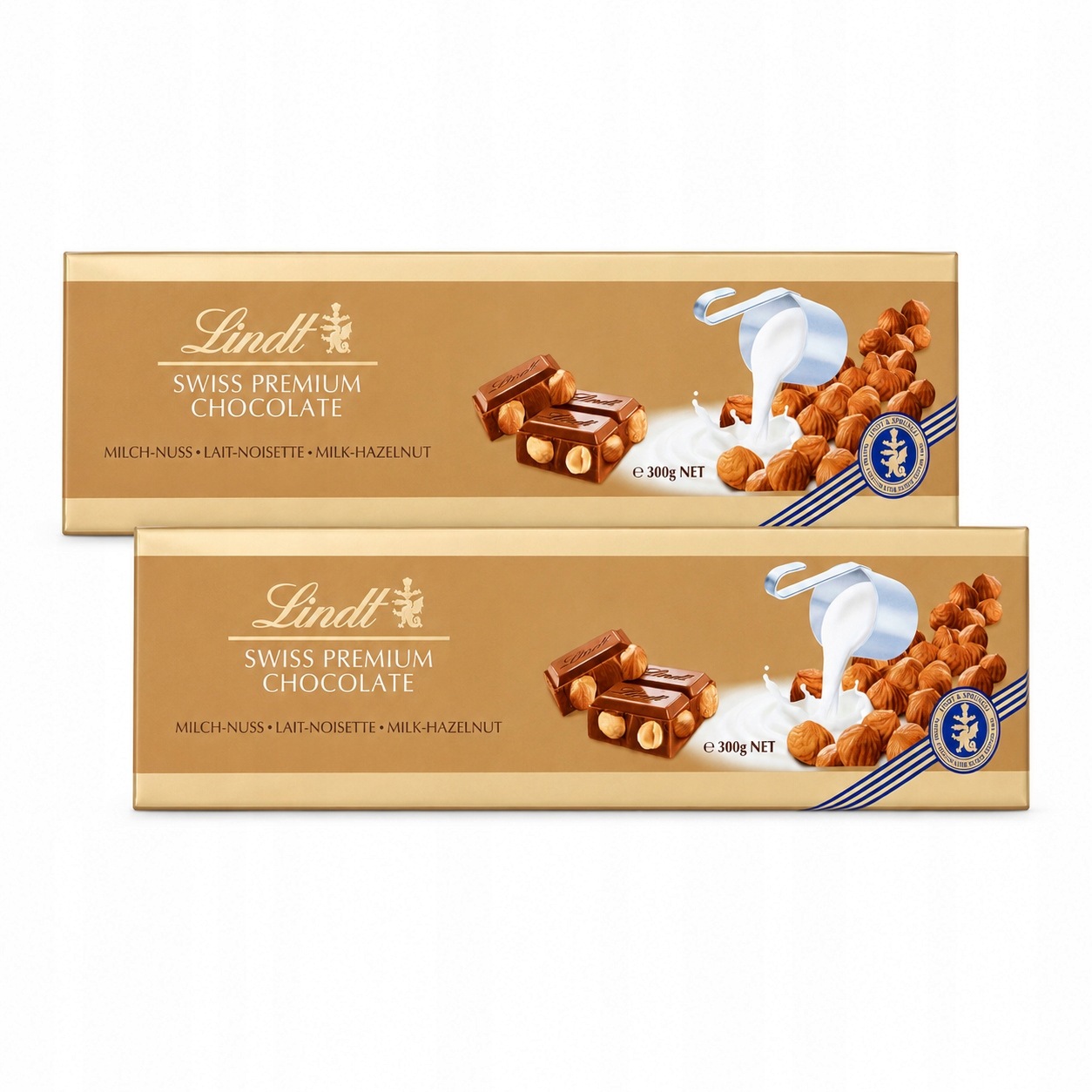 Lindt Swiss Czekolada mleczna orzechowa z całymi orzechami laskowymi 2x300g