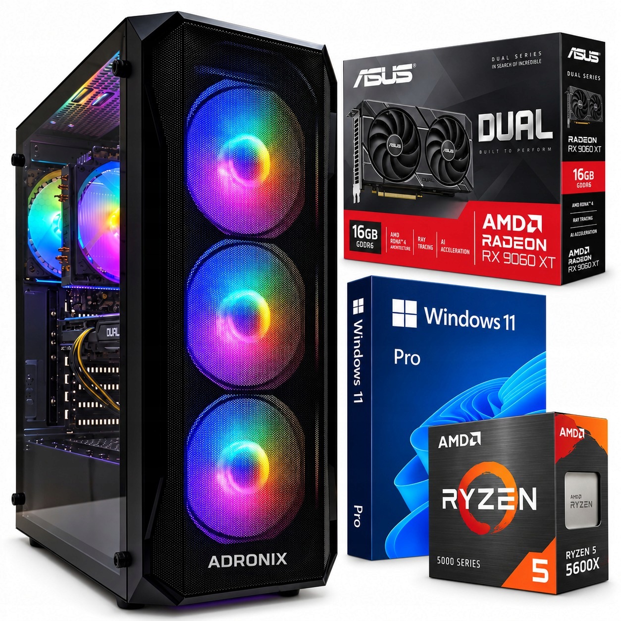 Herní Pc Gamer 5600X Ultimate Ryzen 32GB Rx 9060XT16GB Wi-Fi W11