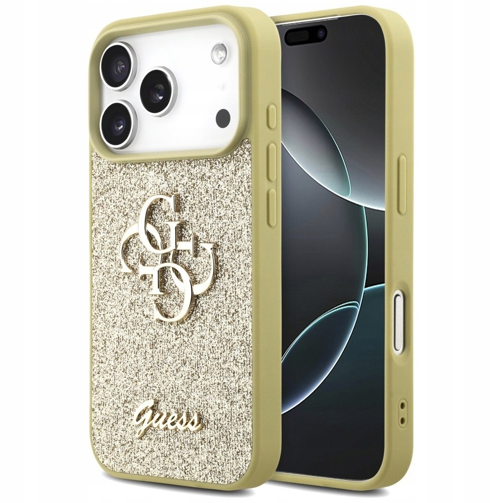 Etui Guess Fixed Glitter Big 4G do iPhone 17 Pro złoty