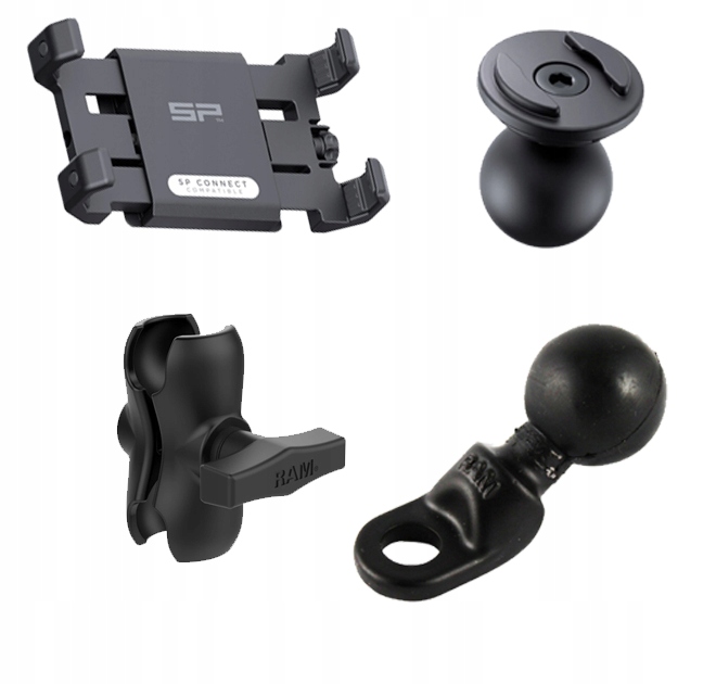 Zestaw na lusterko: uchwyt Clamp MAX SPC+ SP CONNECT z ramieniem RAM Mount