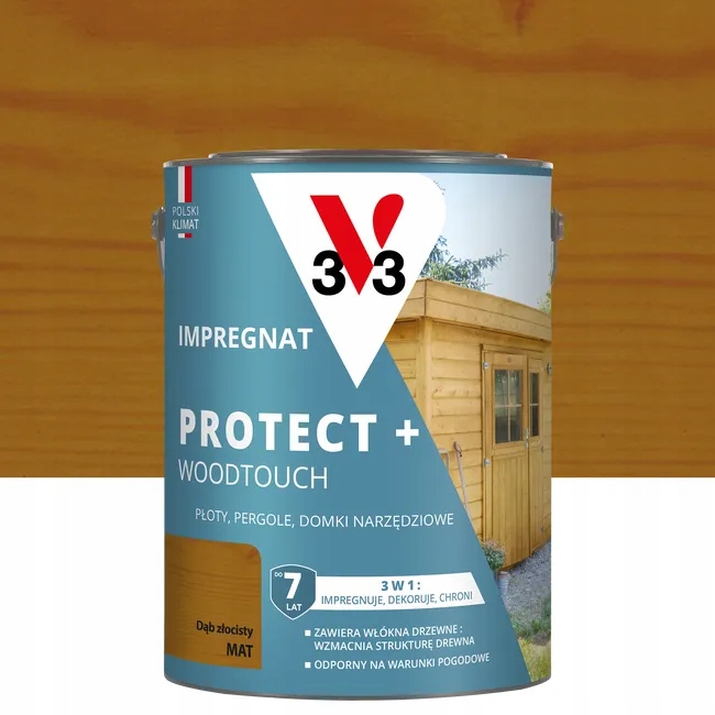V33 Impregnat Protect+ Woodtouch 7LAT 3w1 Dąb Złocisty 4,5L