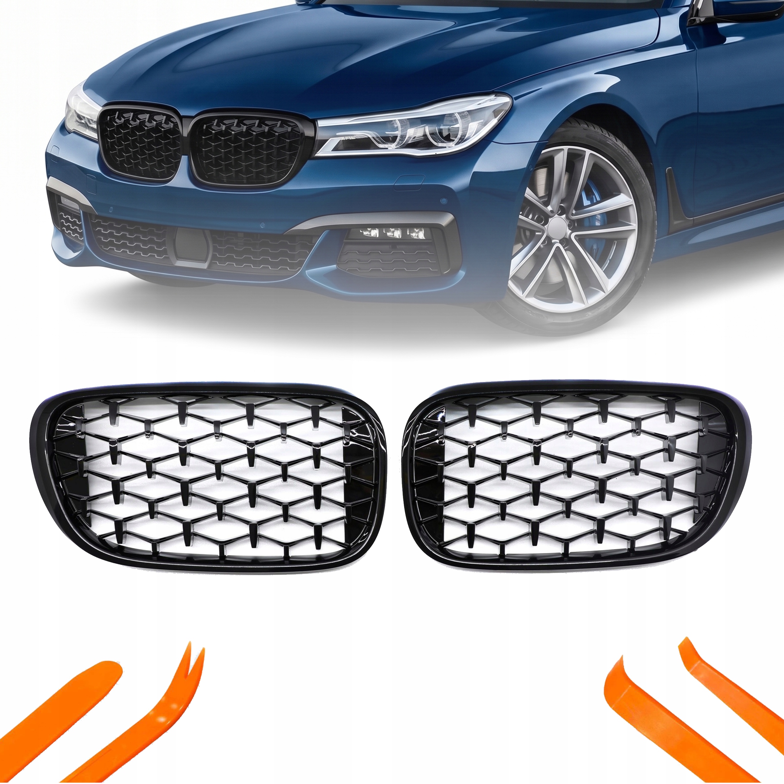 Atrapa Gril Nerki Bmw 7 G11 16-18 Černý Lesk Diamant
