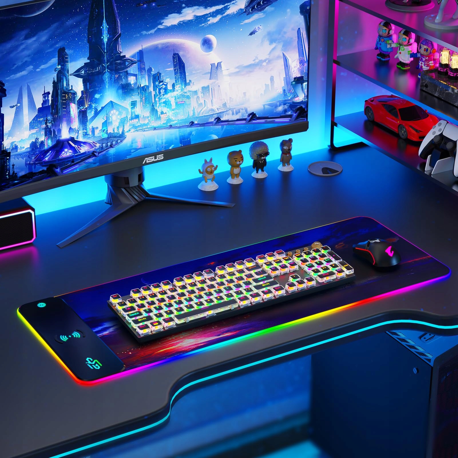 GIM RGB WODOODPORNA PODKŁADKA GAMINGOWA LED Z ŁADOWANIEM QI 15W — miniatura 6