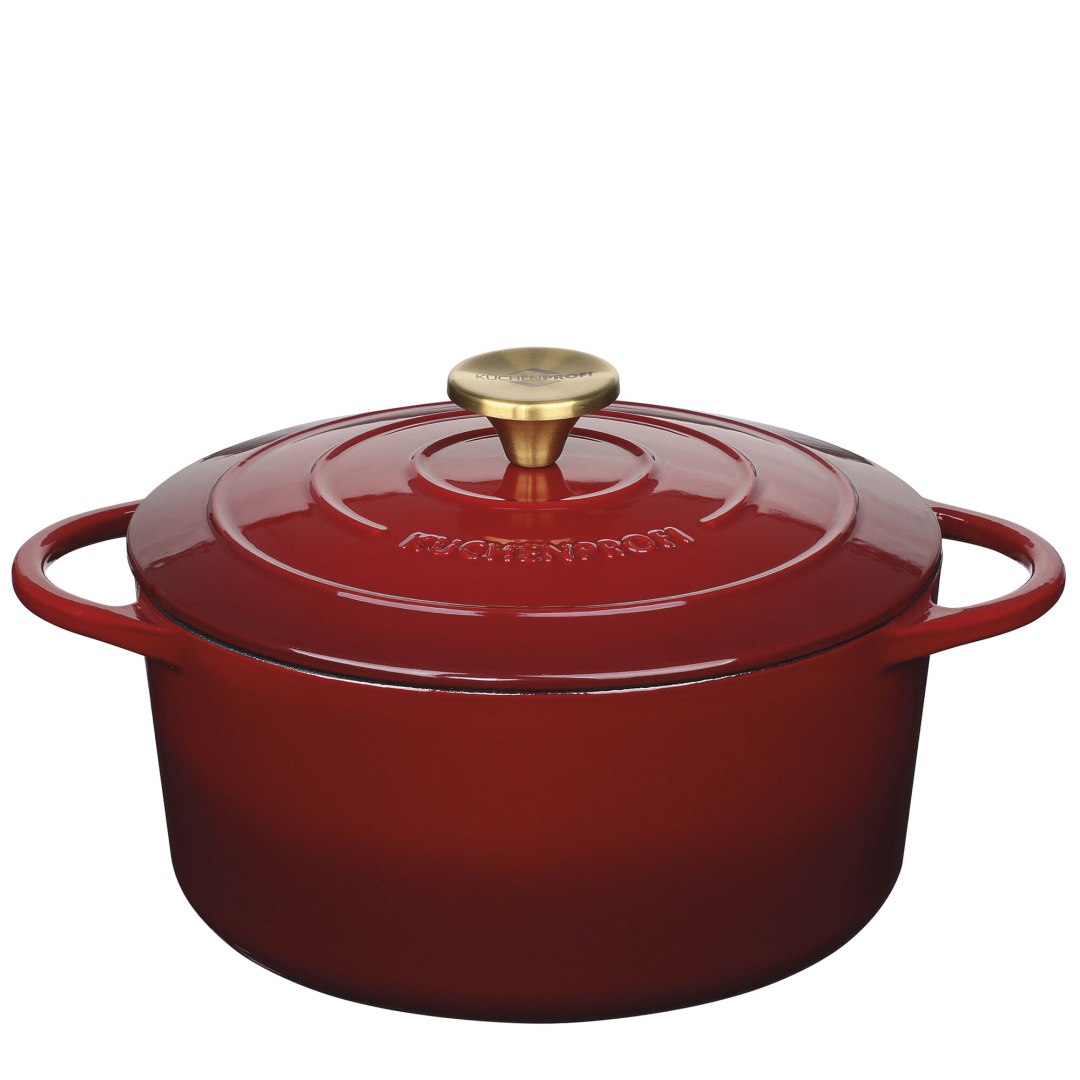Liatinový hrniec, 24 cm, vínovo červená