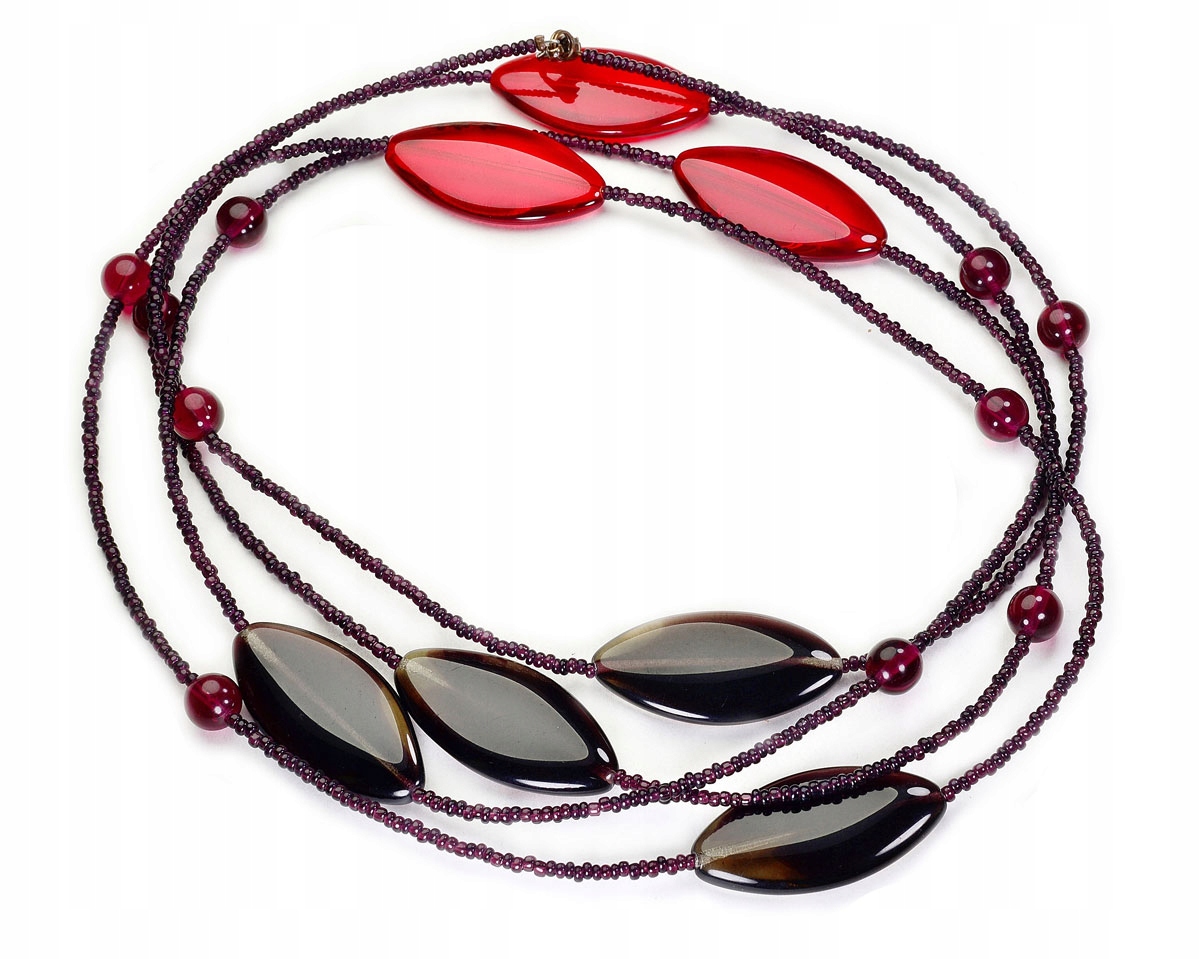 

Korale Czerwone Brąz długie Jablonex Kiara Szklane