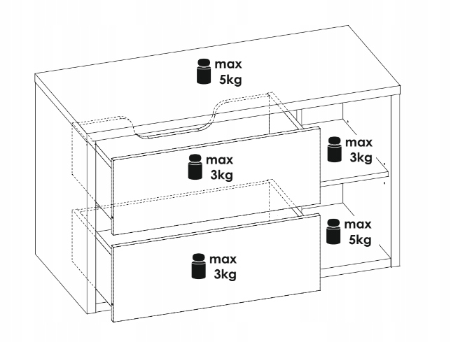Szafka wisząca pod umywalkę 100CM DEVON 823 GRAFIT Wysokość mebla 59.8 cm