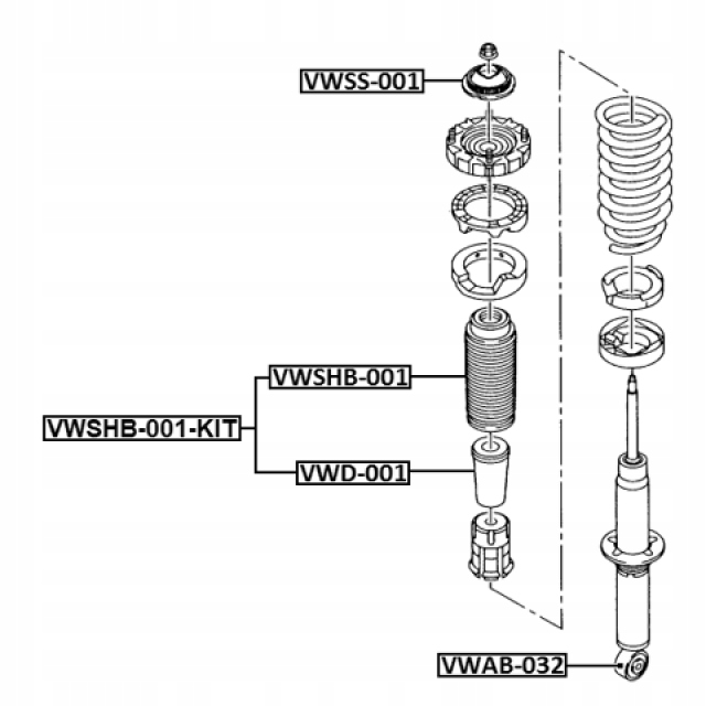 OSŁONA ODBÓJ AMORTYZATORA PRZÓD VOLKSWAGEN TOUAREG Numer katalogowy części VWSHB-001-KIT
