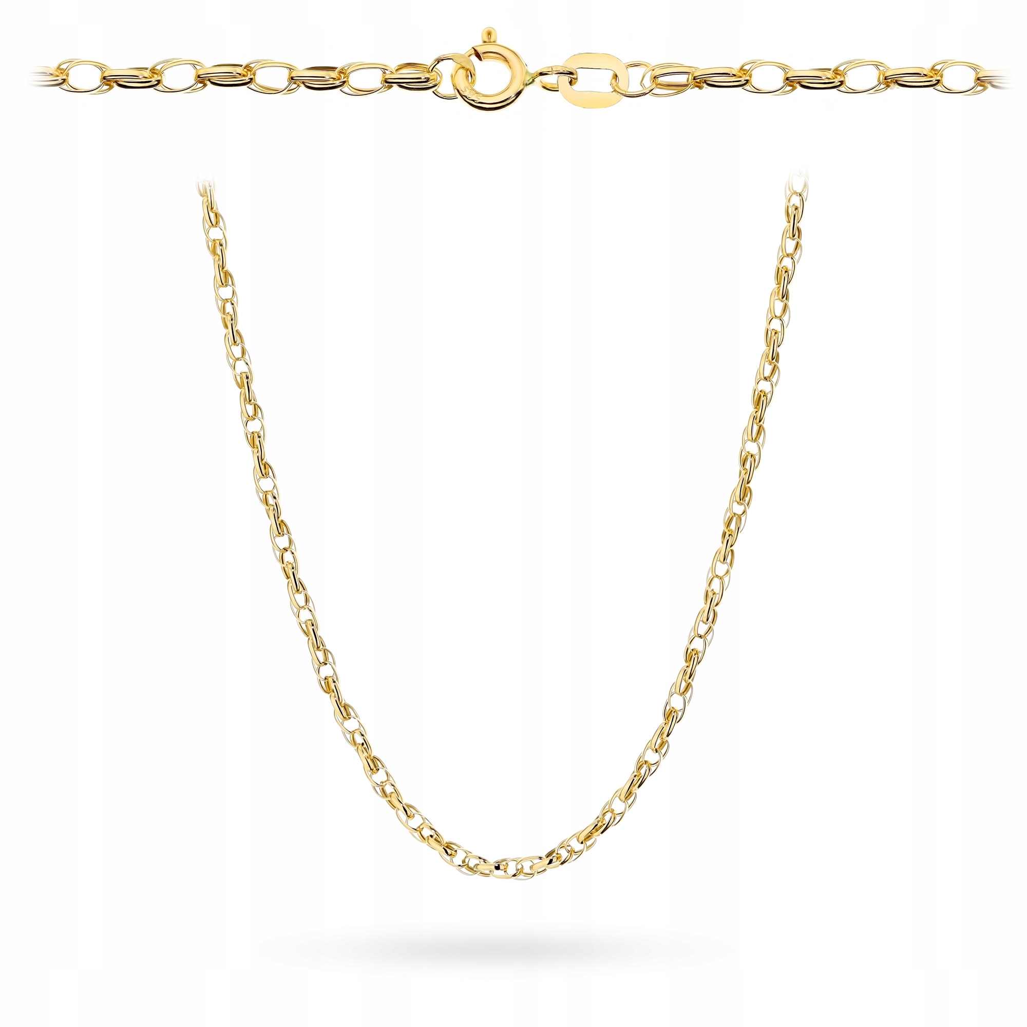 Zlatý Náhrdelník Řetízek 42 cm Dámský pr. 585 Dvojitý ovál Rolo 14k