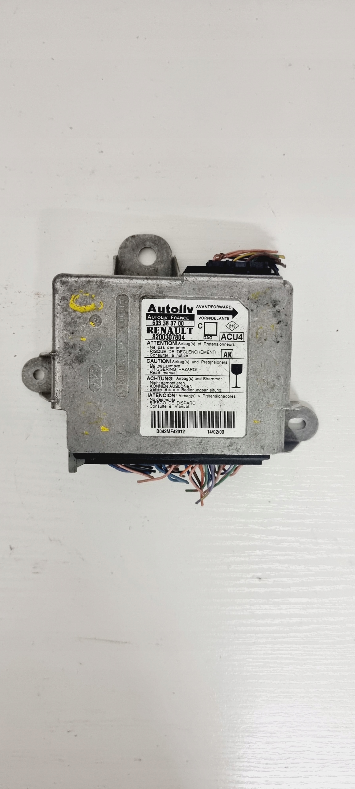 603383700 - RENAULT MEGANE SENSOR AIRBAG 8200307804