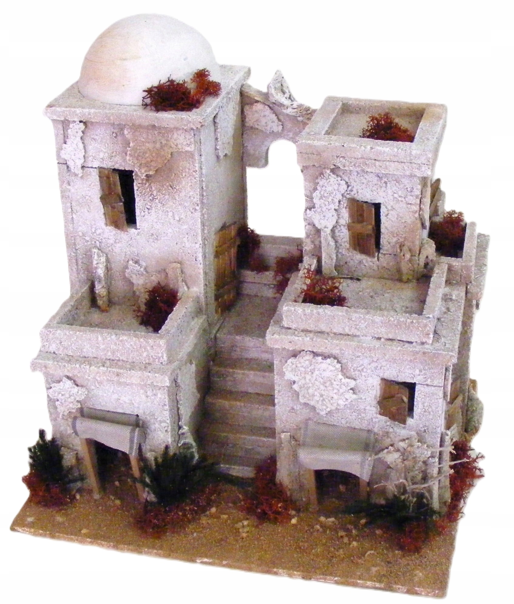 Orientálne domčeky (dvojčatá) so schodmi do betlehema vysoké 32 cm