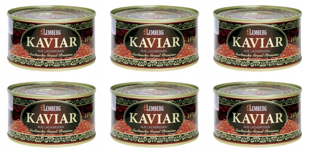 Kawior czerwony z ikry dzikiego łososia gorbusza 6 x 140g Lemberg
