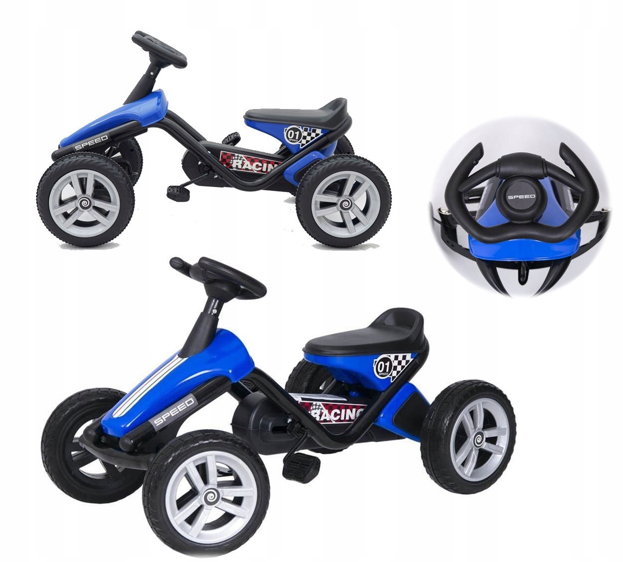 

Gokart Na Pedały Coil Niebieski Miękkie Koła