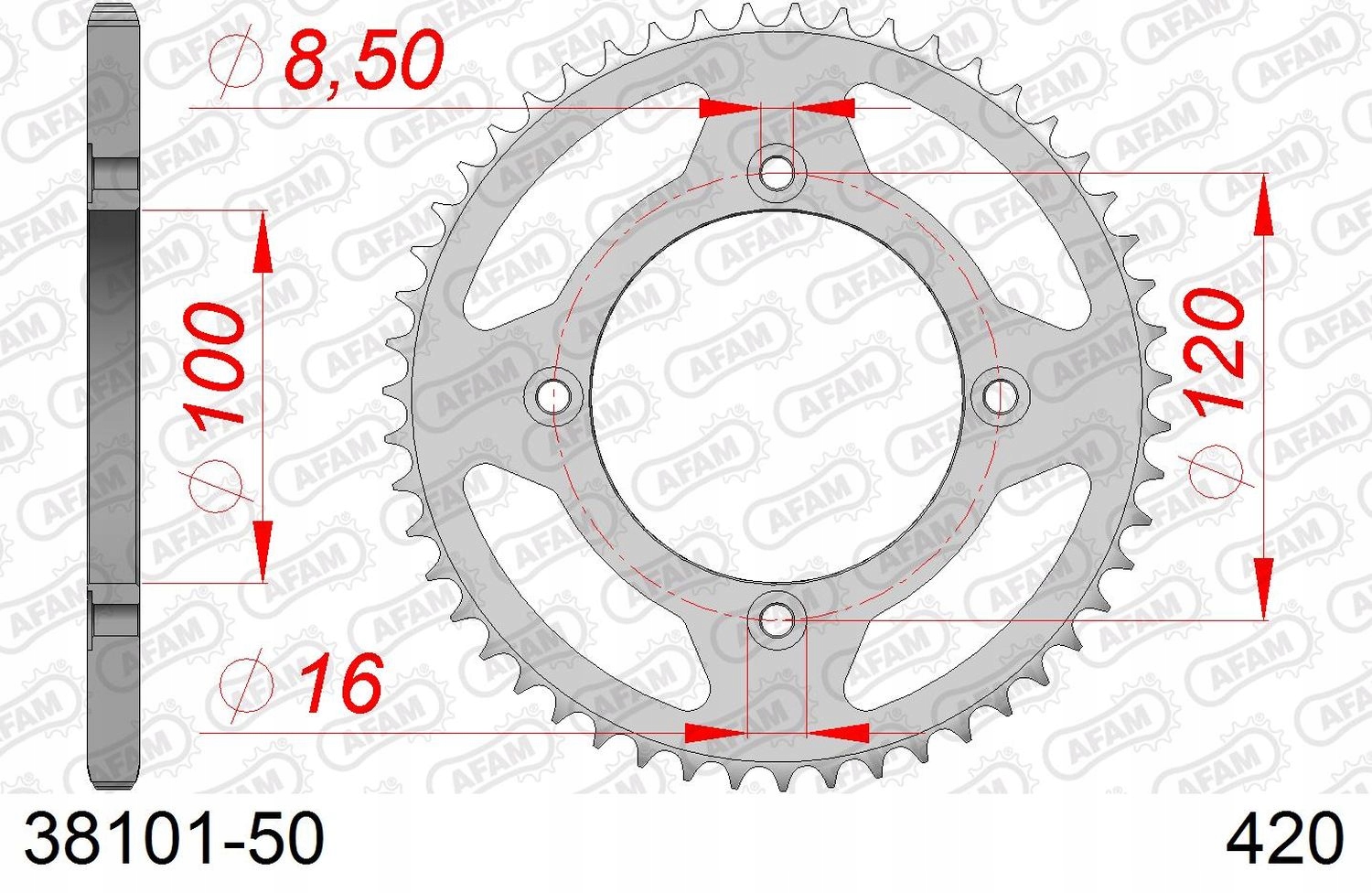Afam 2026/04 Zębatka Tylna 4453 50 Beta 50 Rr Enduro Enduro Racing Endu