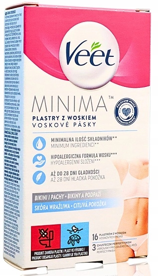 VEET Minima náplasti s voskom citlivá koža 16ks