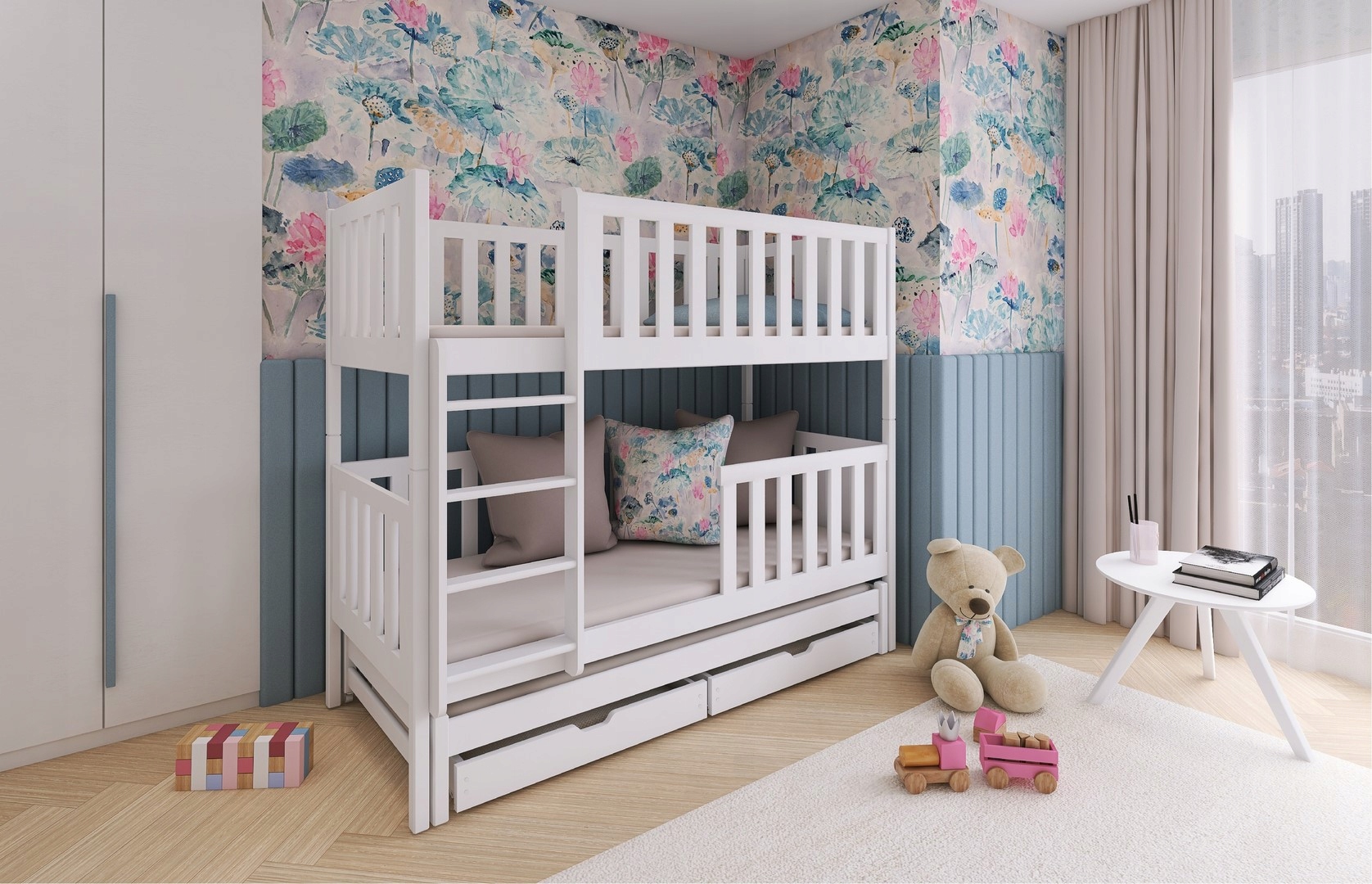 Łóżko piętrowe 3osobowe dziecięce LEA 80x180 Typ łóżko piętrowe