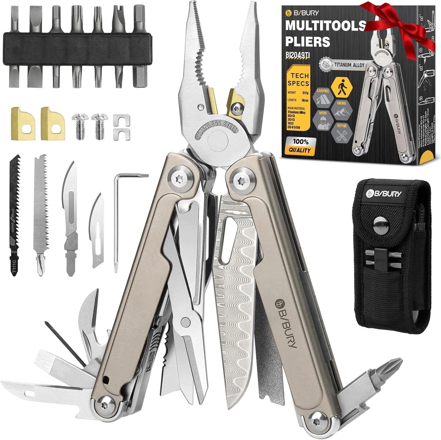 Multitool Bibury BI2049TI czarny tytan stal nierdzewna Edc 1 szt