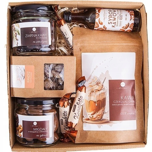 Kosz Prezentowy Upominek zestaw kawowy syrop kawa czekoladowa