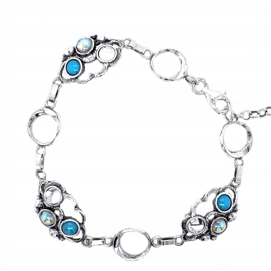 Stříbrný náramek ryzost 925 s barevnými kameny