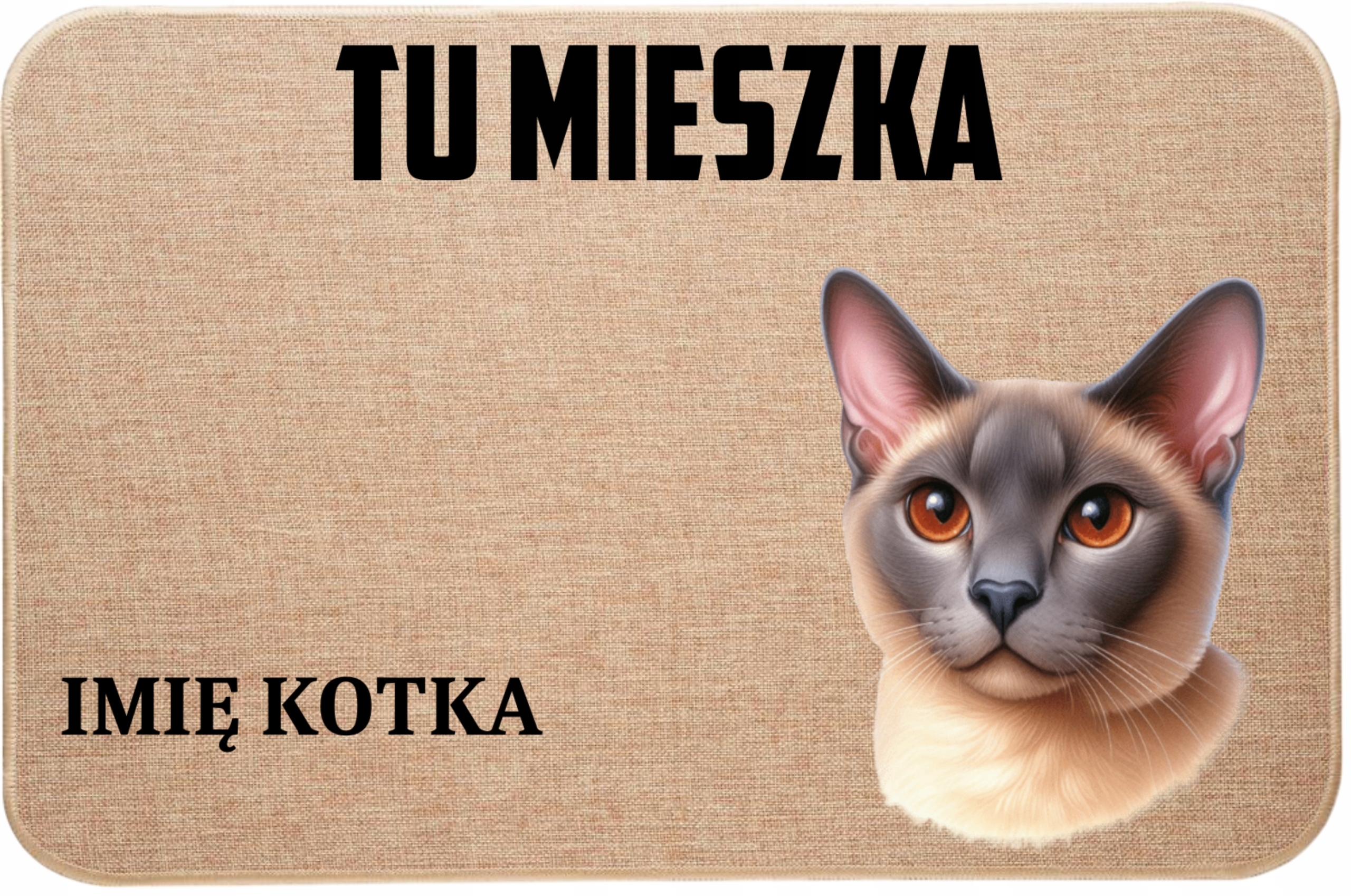 Ľanová Vstupná Rohožka S Mačkou Tu Žije Meno Mačiatka, Prémiová Kvalita