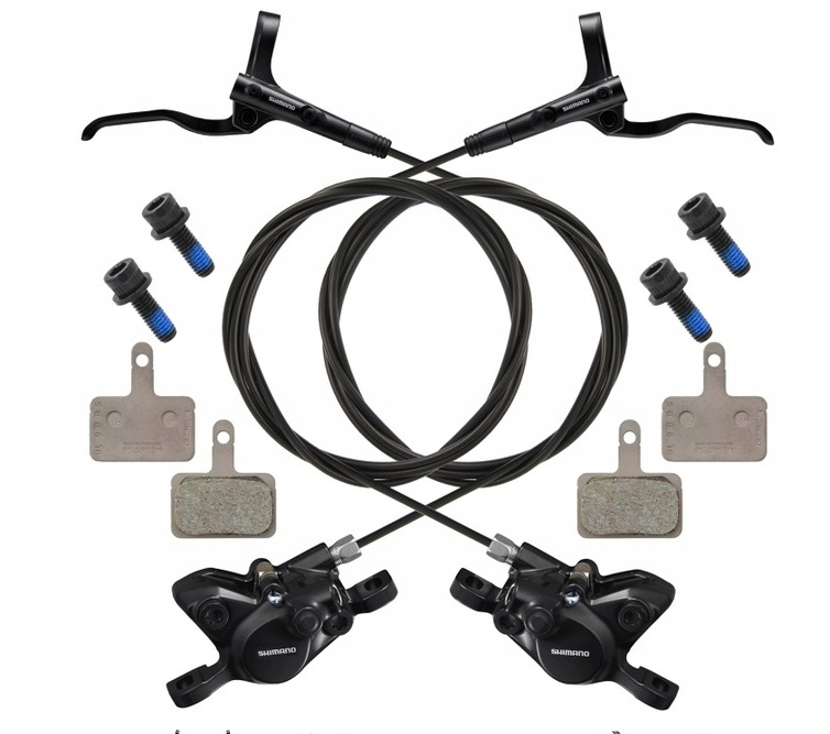 2x Kompletní kotoučová brzda Shimano BR-MT200 Sada s lanky 80 a 145 cm