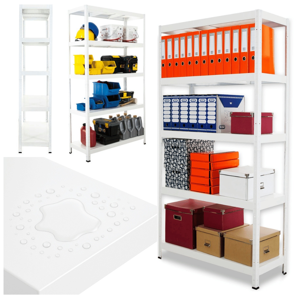 Celokovový regál 180x80x40, dielenský stojan, skladový regál, biely