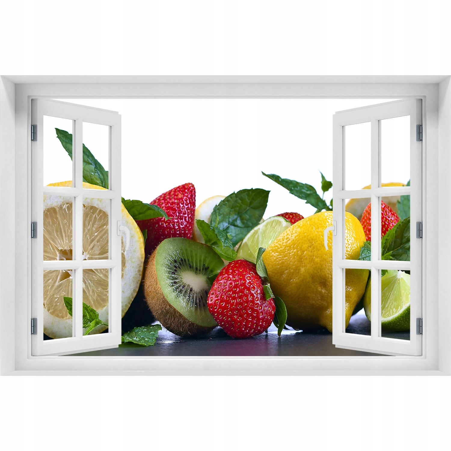 

3D Okno Naklejka na ścianę Owoce i warzywa 120x80