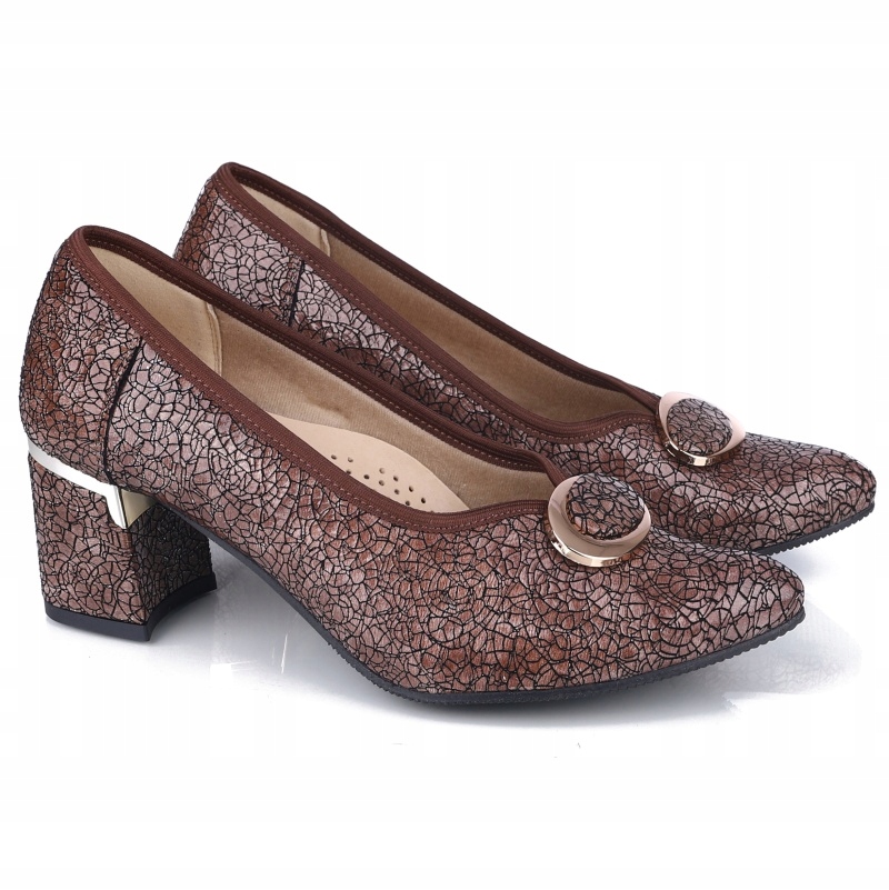Dámské lodičky na podpatku Aspena KX-2681/R585 K175 hnědé Kůže VEL.38