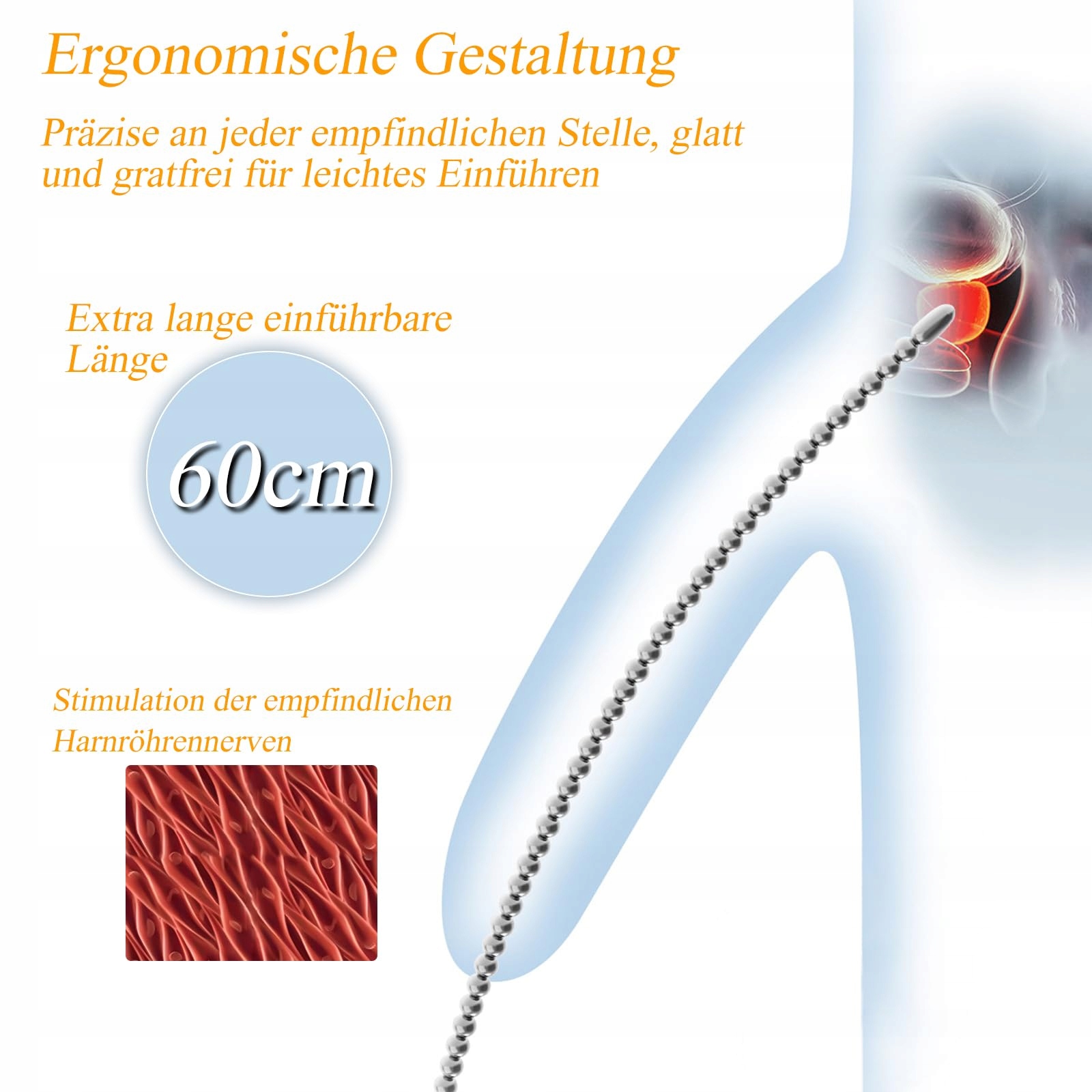 BDSMLOVE Stalowy Dilator 600 MM dla Mężczyzn Prostata Stymulacja — miniatura 4