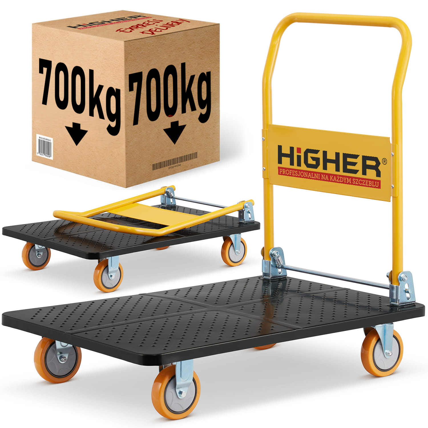 Skládací skladový vozík silný Higher Pro 700 kg LH10-700