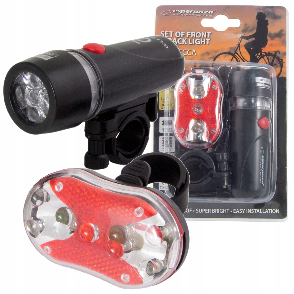 LAMPKA ROWEROWA LED ZESTAW 2szt NA PRZÓD I TYŁ