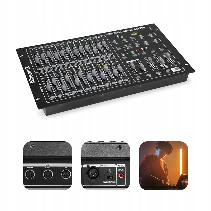 Sterownik DMX Z 24 Kanałami MIDI 6U Profesjonalny