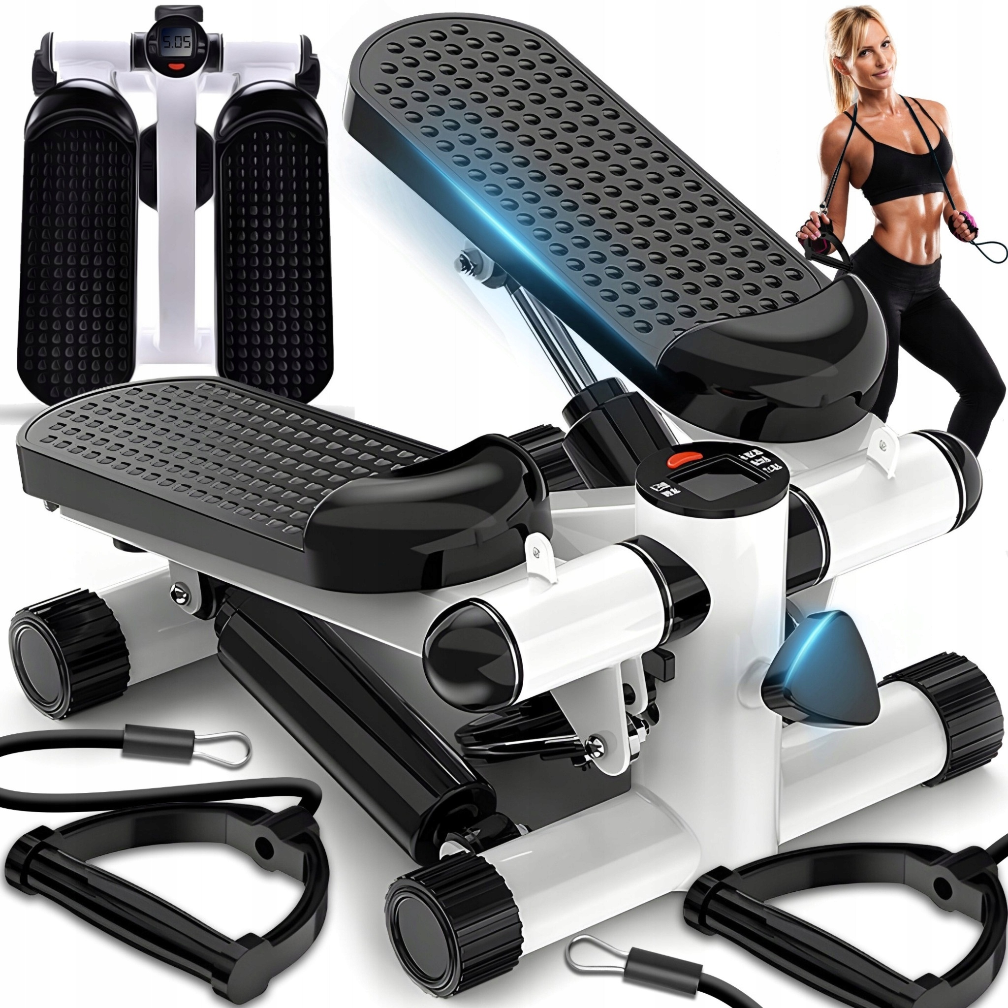 Stepper Steper Prosty Z Linkami Do Ćwiczeń Licznik LCD Regulacja Fitness