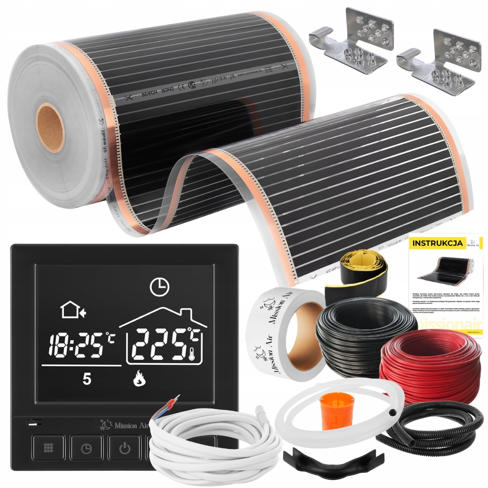 ZESTAW Mission Air Folia Mata Grzewcza PODCZERWIEŃ 50cm I 160W/m² 2,5m² PTC
