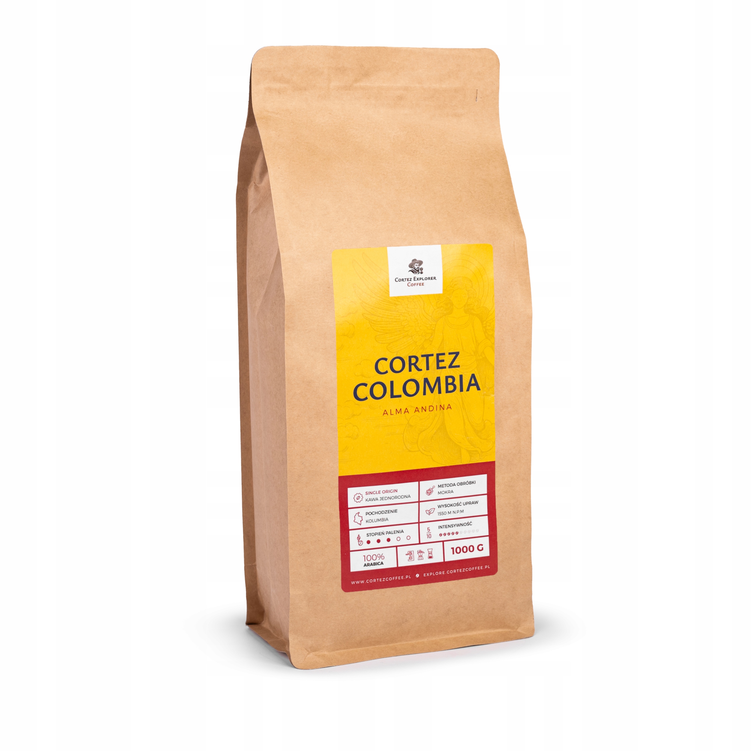 Levně Káva zrnková Cortez Colombia Alma Andina 100% Arabica Speciality 1 kg