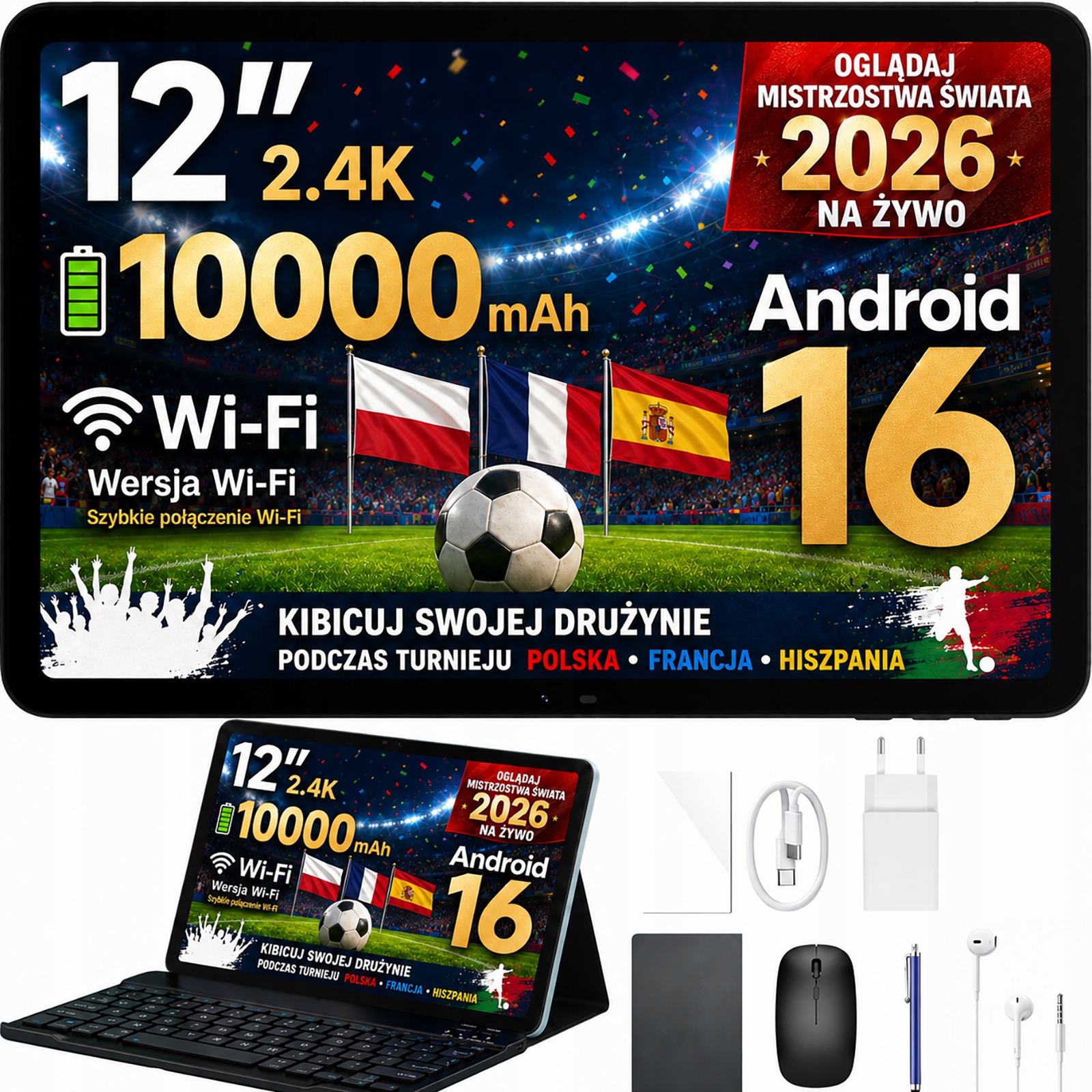Tablet Pockam P12 12" Android16 8/128GB 10000 mAh 120 Hz WiFi Gps Puzdro Sada