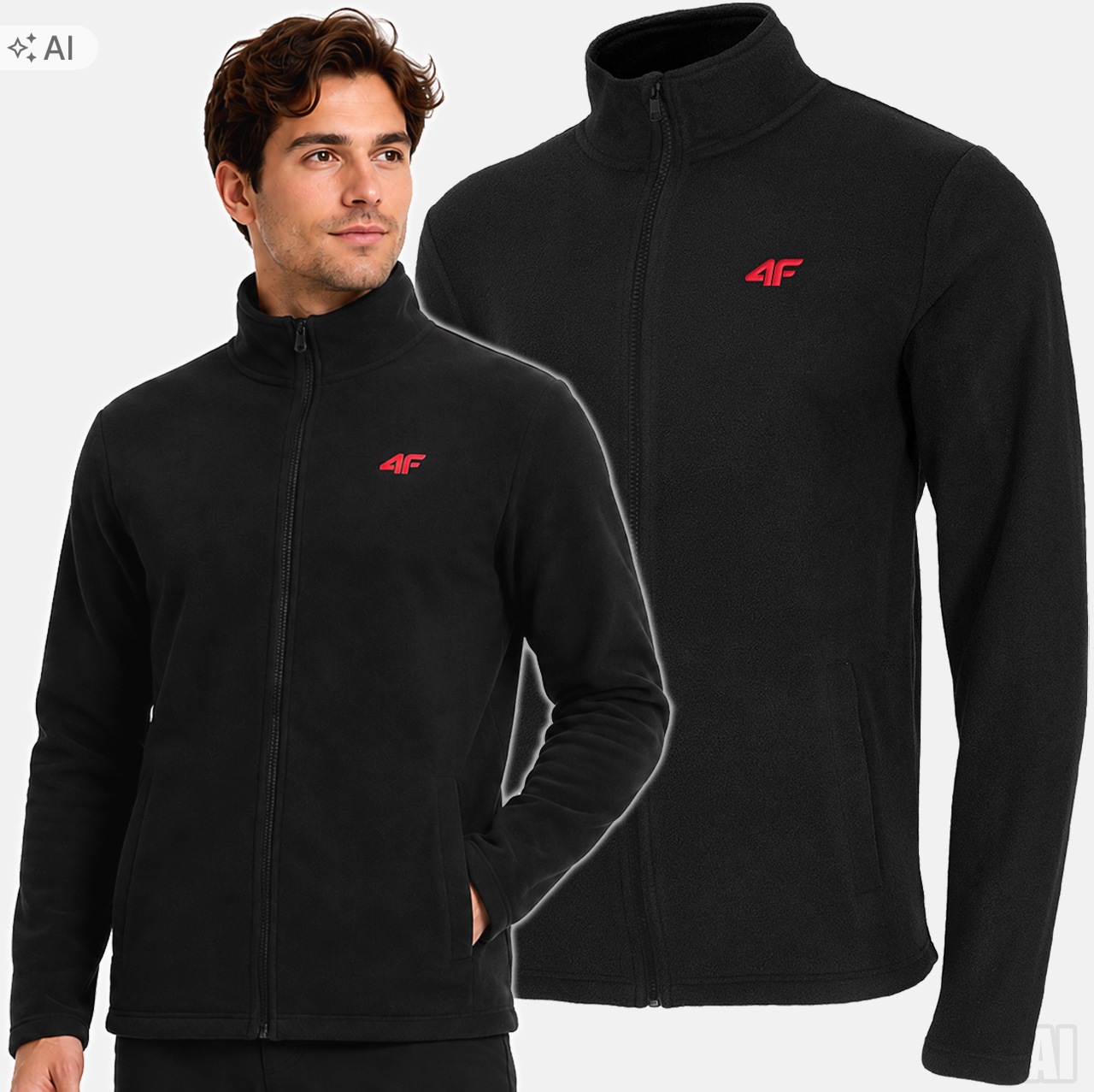 Polar Męski 4F rozpinany bluza polarowa bez kaptura sportowa M549 XL