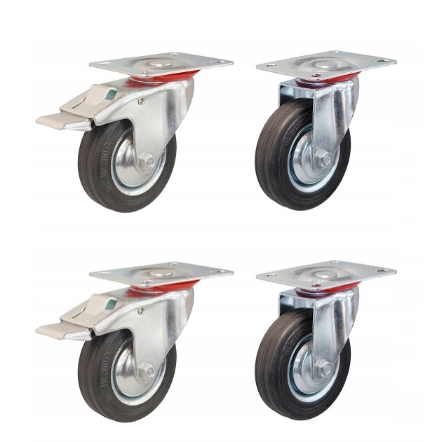 Sada kovových gumových kol 125 mm