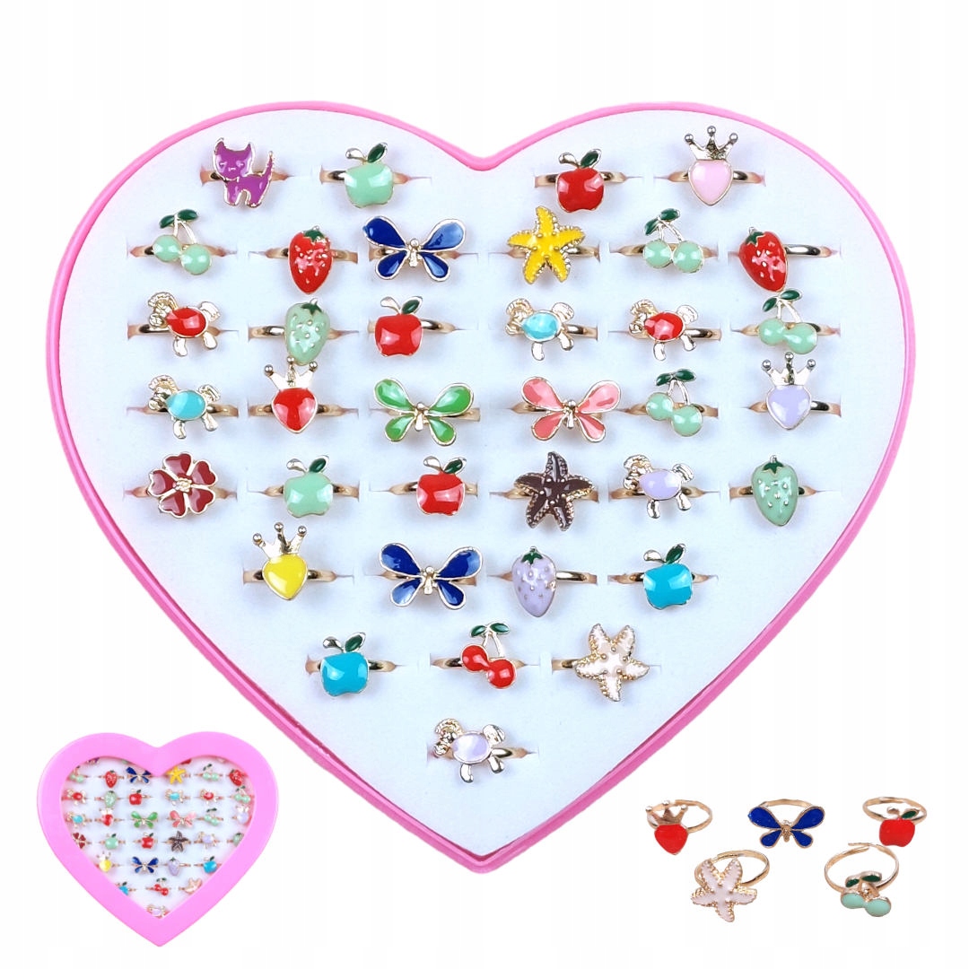 

Zestaw Pierścionki Dla Dziewczynki Biżuteria 36szt